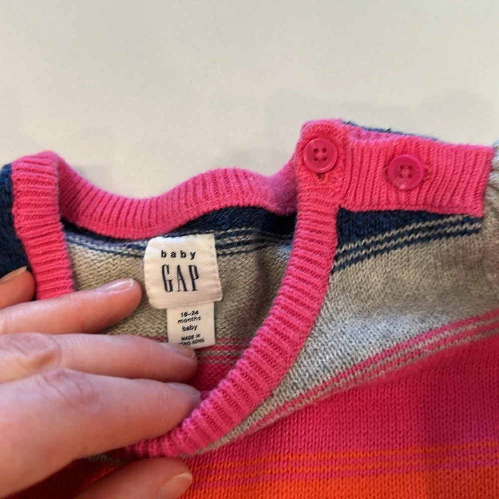 Gap baby rainbow striped crazy stripe cotton romper size 18-24 months 💙🩷🩶🧡💛